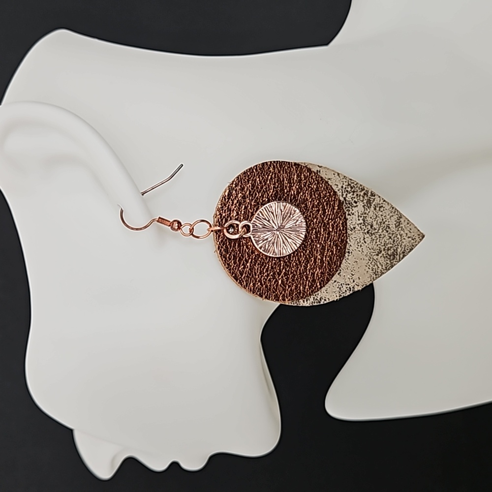 3 Layer Faux Leather Earrings